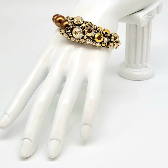Heidi Daus Gold Pearl and Diamond Swarovski Crystal Asymmetrical BRACELET ONLY - Picture 3 of 9